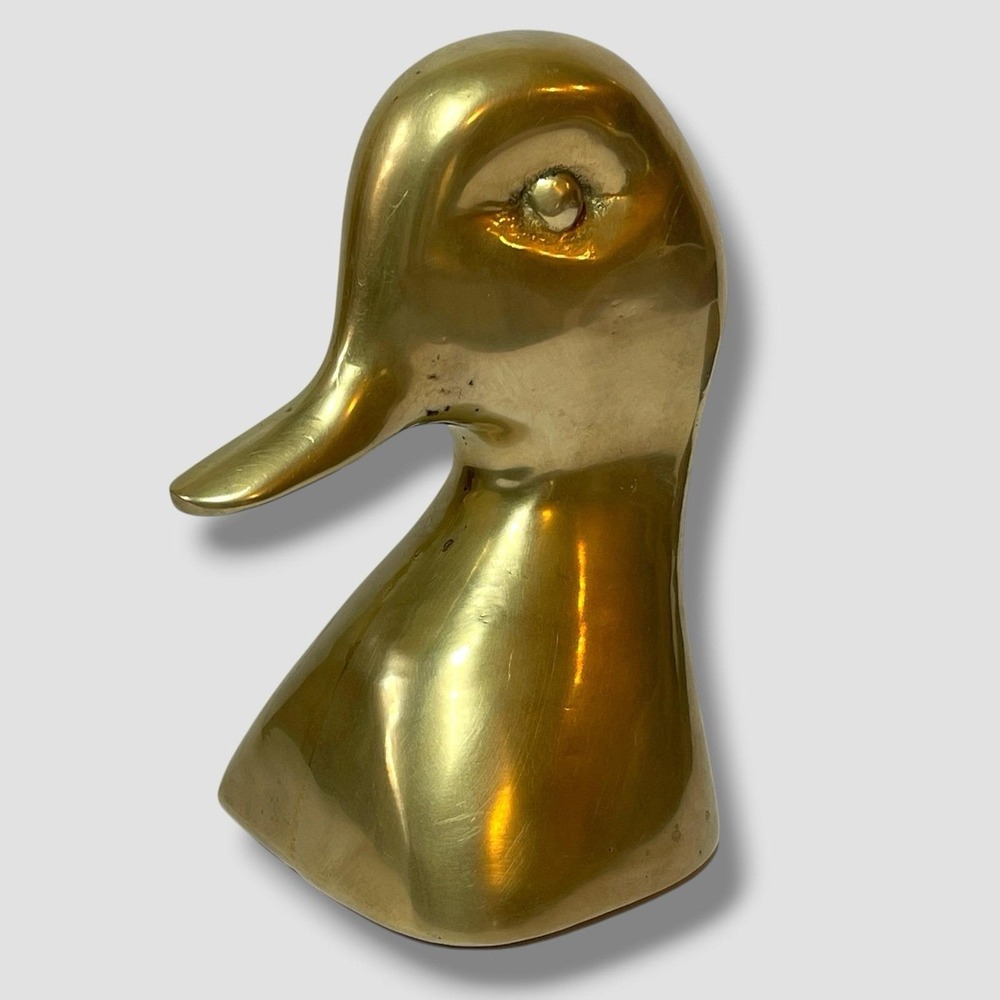 Vintage Brass Duck Head 5" Bookend Country Cottage Grandmacore Farmhouse Decor - Picture 5 of 12